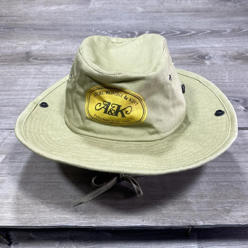 Abercrombie &‎ Kent Hat Boonie  Mens 7 1/2 Beige Safari Wide Brim Cotton